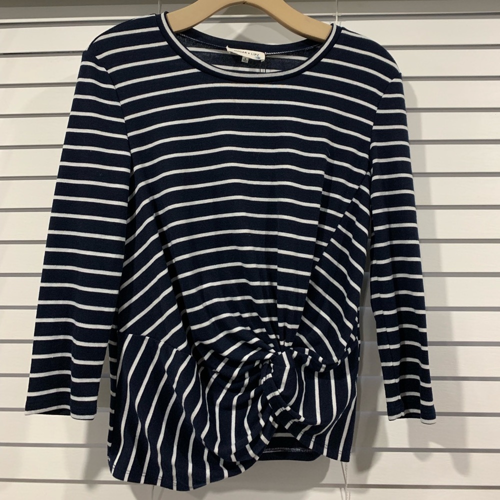 Sugarlips, Navy Striped Top - S (NWT)